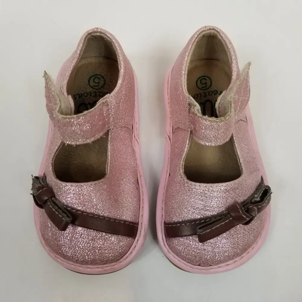 Izzy Bug Creations Little Girl Pink Glitter Mary Jane Shoes Size 5